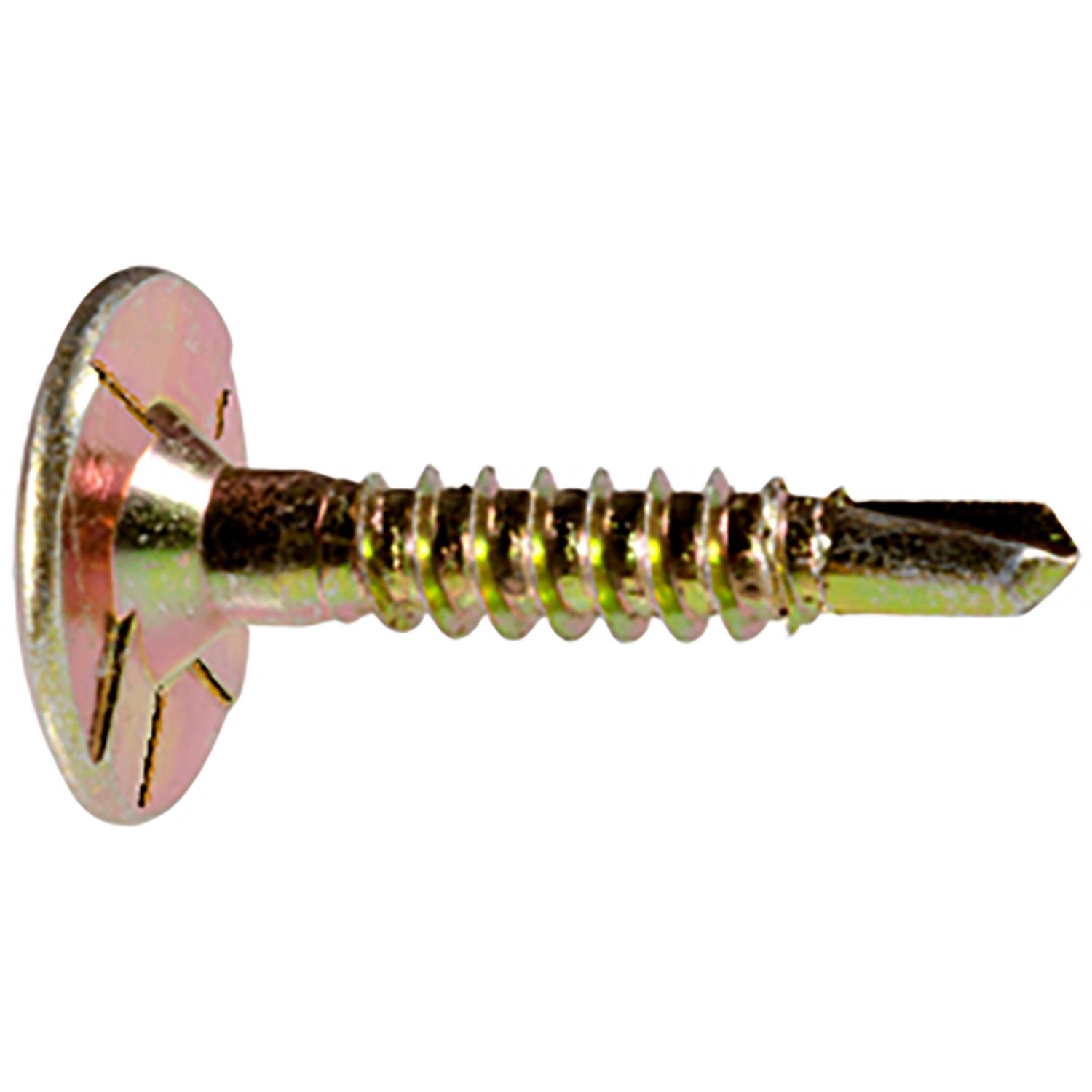 Auveco No. 21732 #10 X 1" Phillips Liner Screws W/ Locking Wedge Zinc & Yellow, Quantity - 50