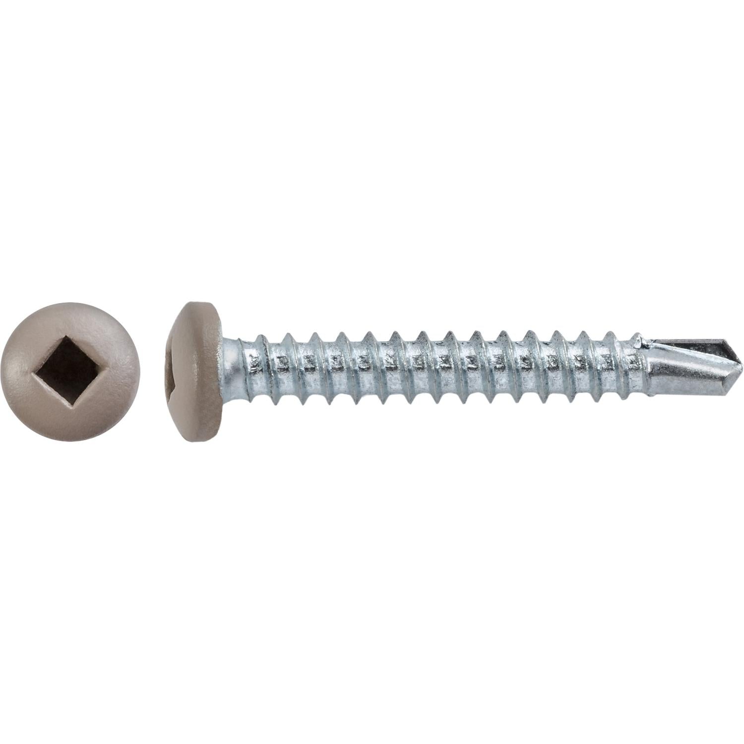 Auveco Item 22667 #6 X 1" Square Pan Self-Drilling Tek Zinc Tan Painted Head. Quantity 100