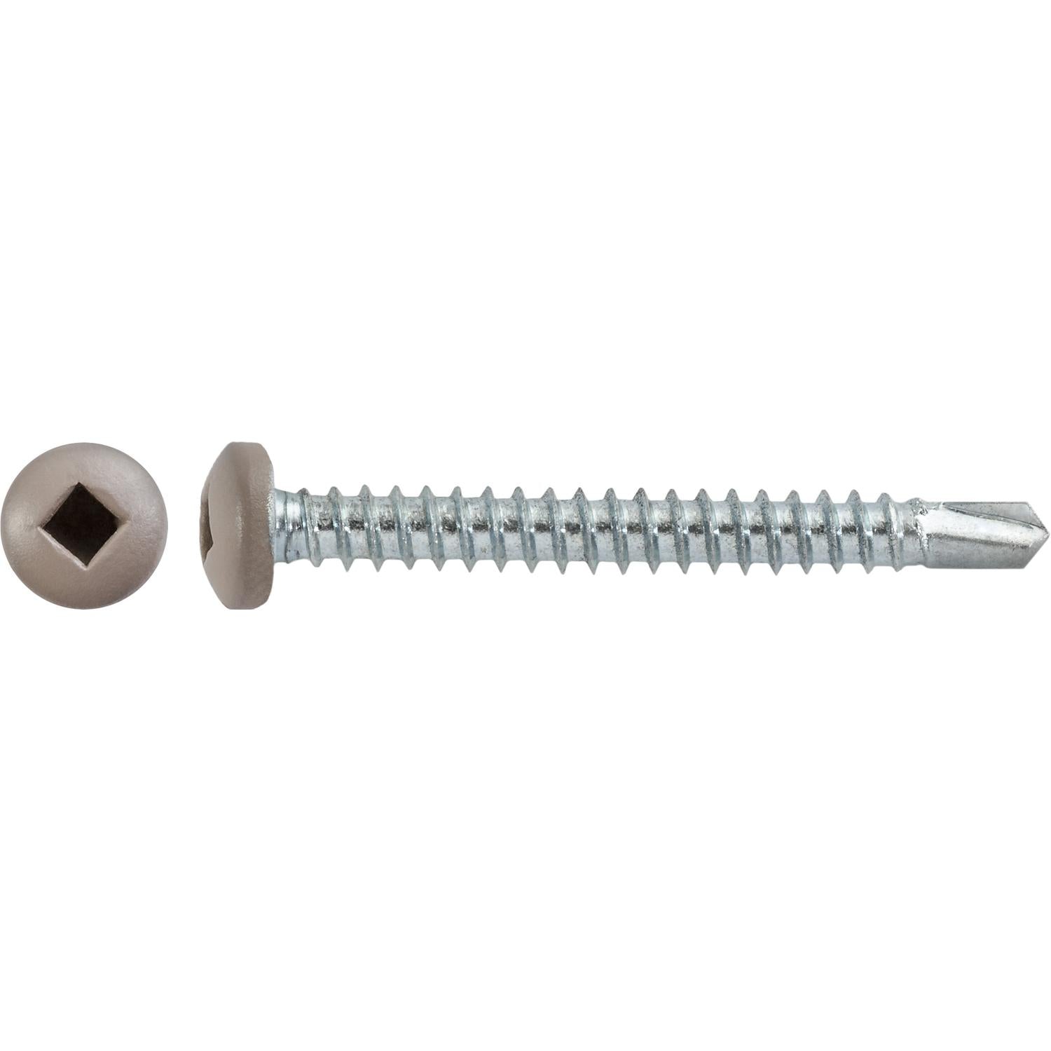Auveco # 22682 #8 X 1-1/2" Square Pan Self-Drilling Tek Zinc Tan Painted Head. RV Screws. Qty 100.