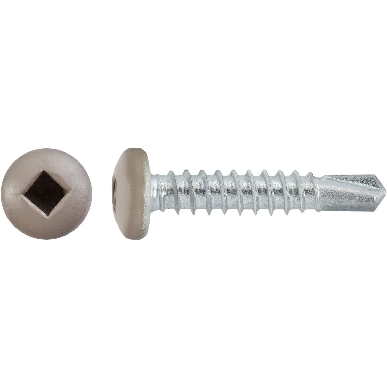 Auveco # 22691 #10 X 1" Square Pan Self-Drilling Tek Zinc Tan Painted Head. RV Screws. Qty 100.