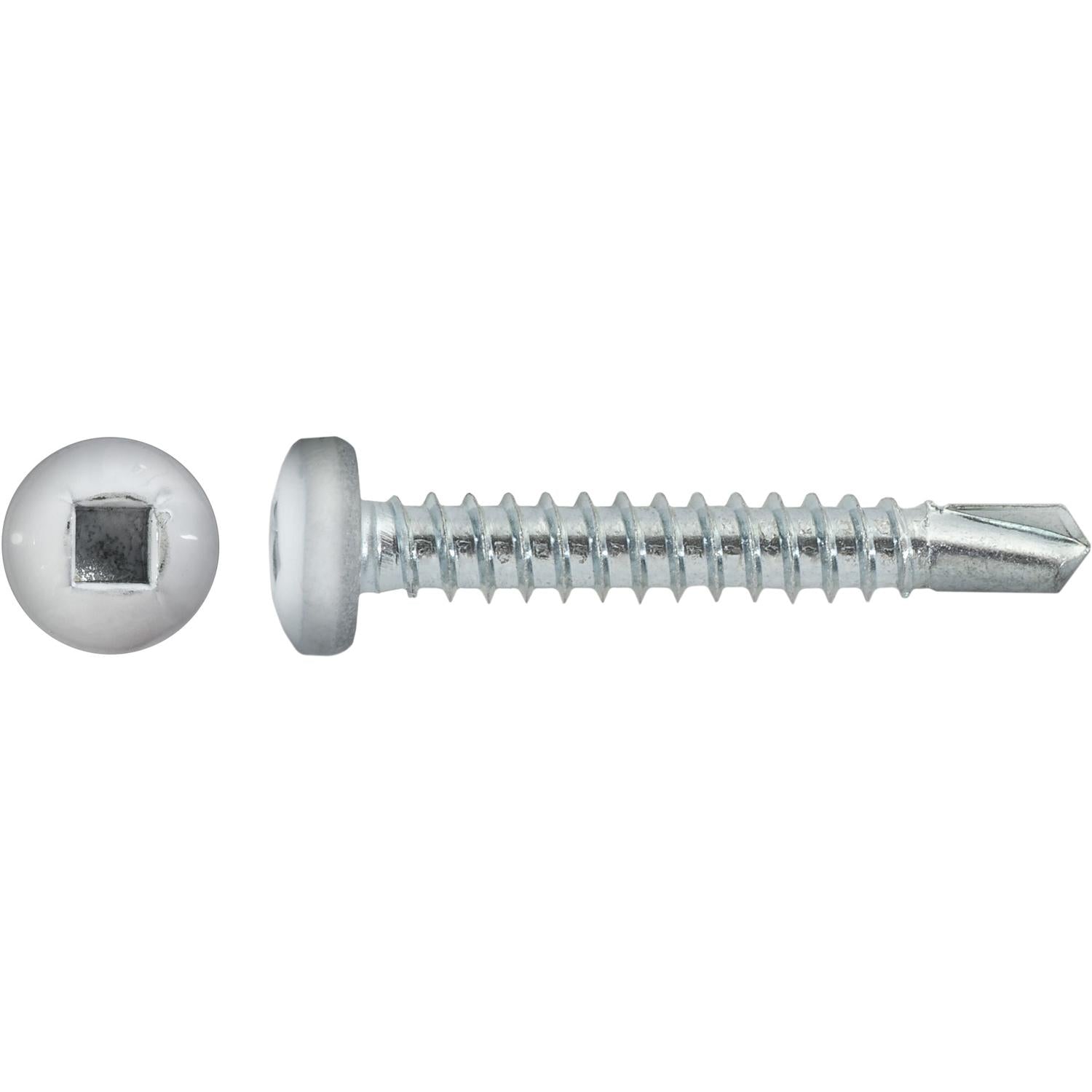 Auveco # 22695 #10 X 1-1/4" Square Pan Self-Drilling Tek Zinc White Painted Head. RV Screws. Qty 100.