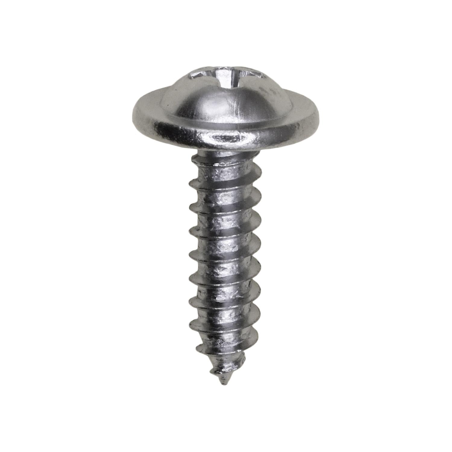 Auveco No. 2806 #8 X 5/8" Phillips Rd Washer Head Tapping Screw Chrome, Quantity - 100