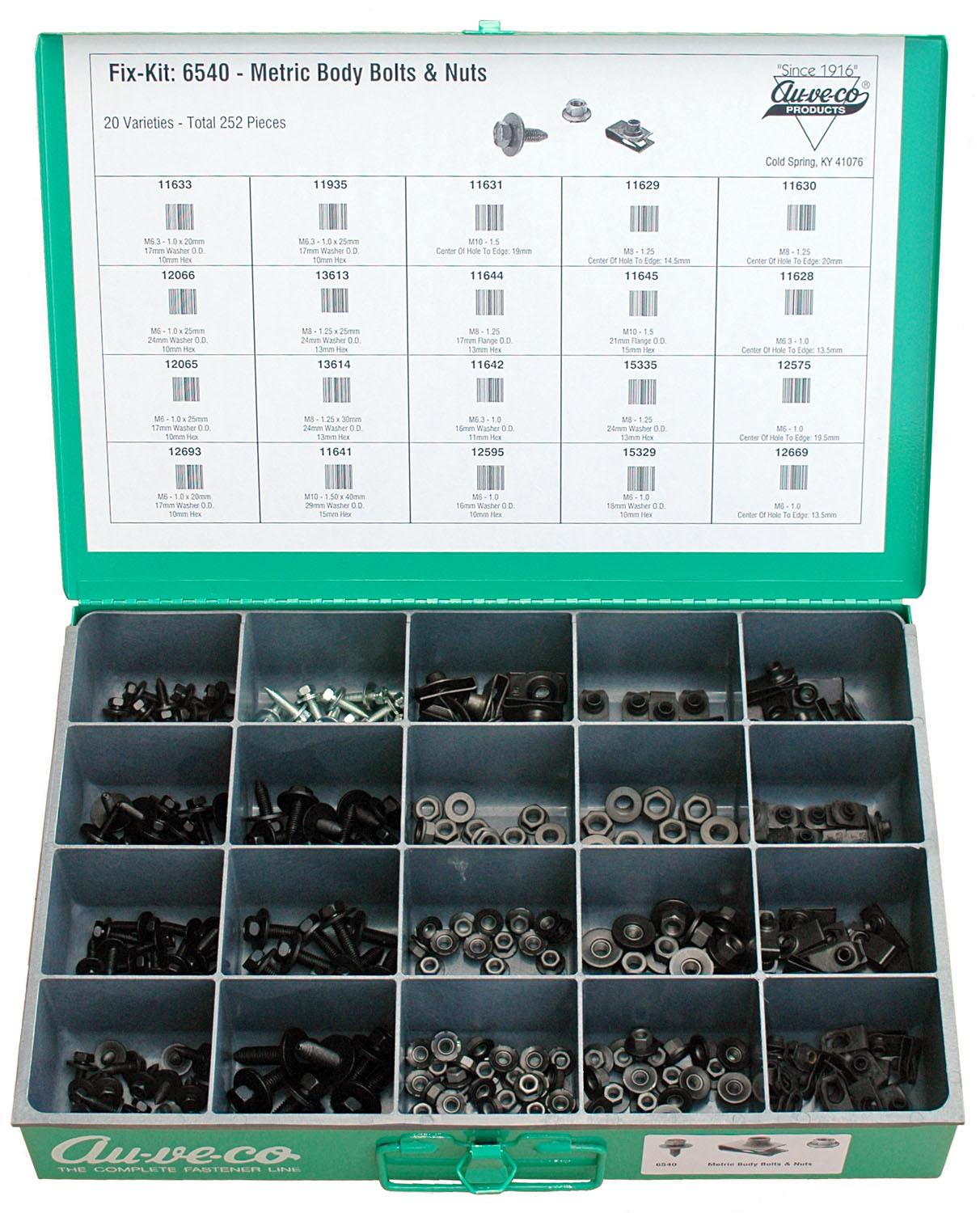Auveco No. 6540 Metric Body Bolt And Nut Kit, Quantity - 1 KIT