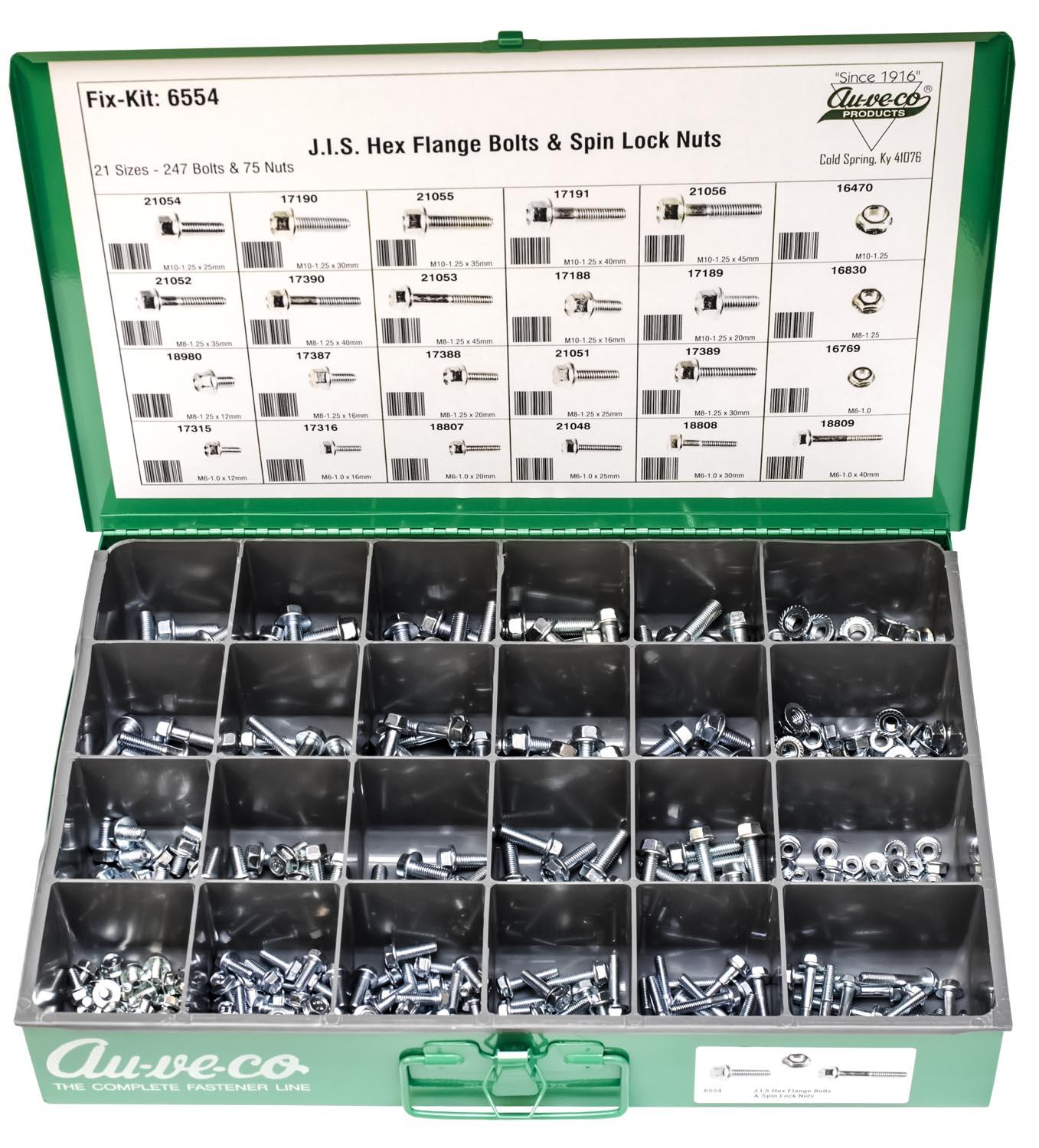Auveco No. 6554 J.I.S. Flange Bolts And Spin Lock Nuts, Quantity - 1 KIT