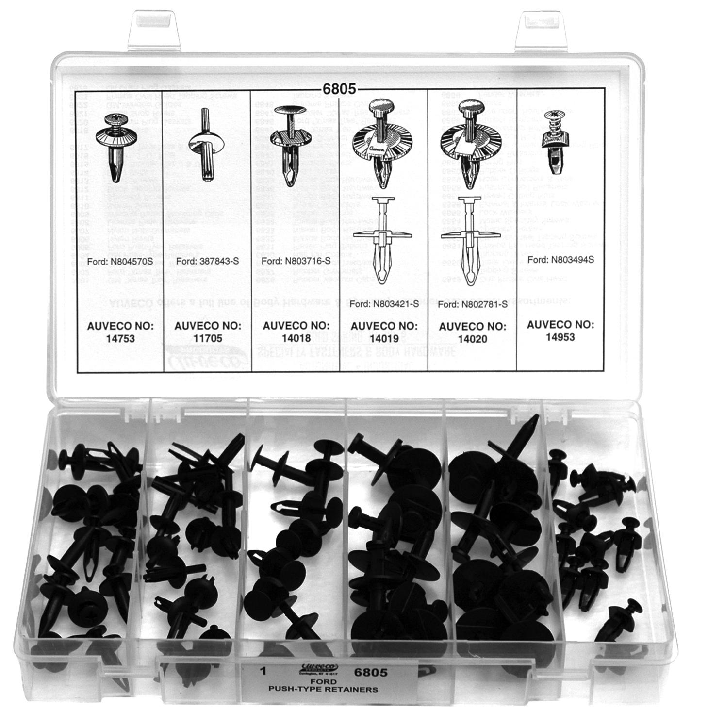 Auveco No. 6805 Ford Push-Type Retainer Quik-Select Kit, Quantity - 1 KIT