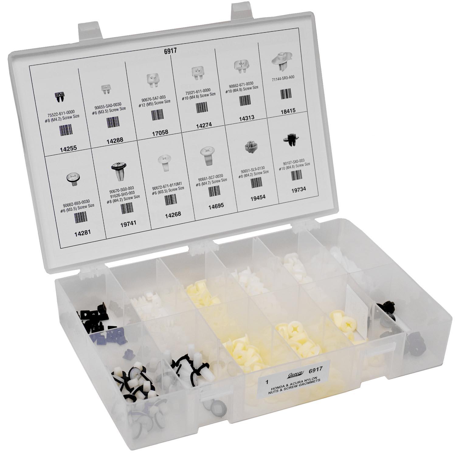 Auveco No. 6917 Honda & Acura Nylon Nuts & Screw Grommets Quik-Select II Kit, Quantity - 1 KIT