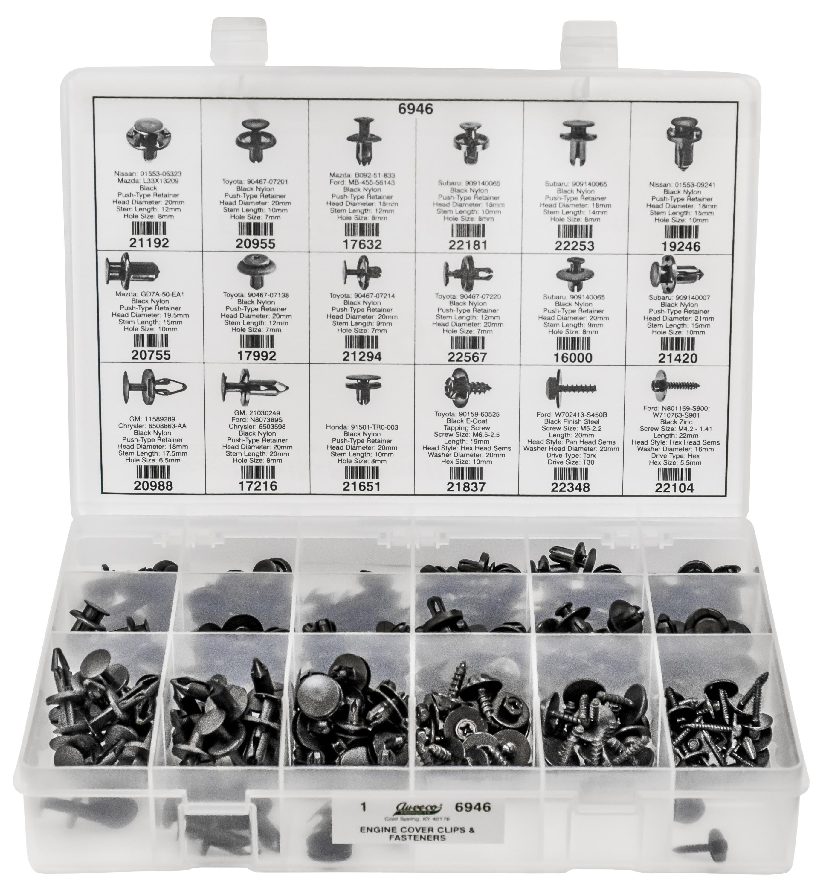 Auveco Item 6946 Engine Cover Clips & Fasteners  Assortment. Quantity 1