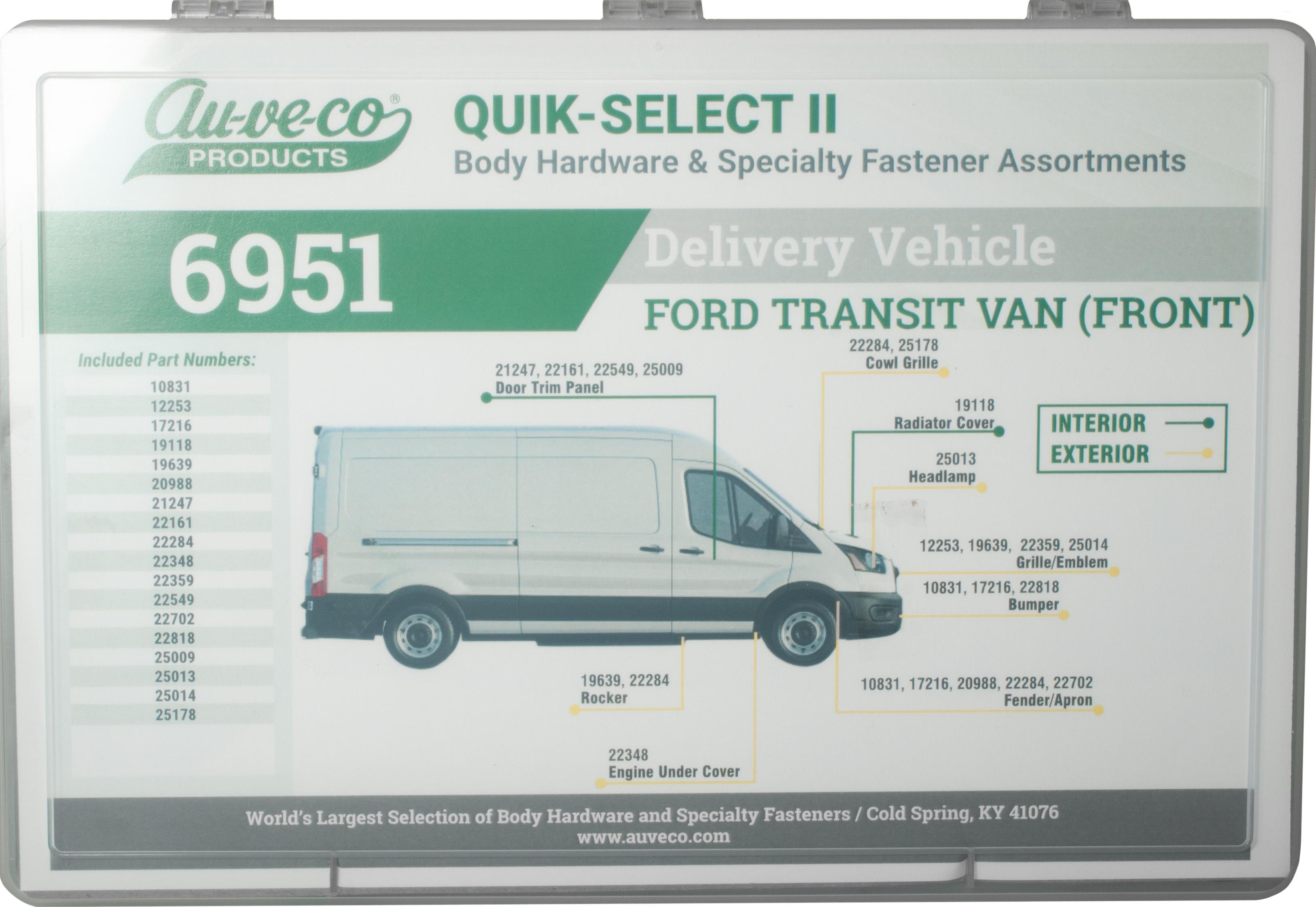 Auveco # 6951 Ford Transit Clips & Retainers Front Of Vehicle Quik-Select II. Qty 1.