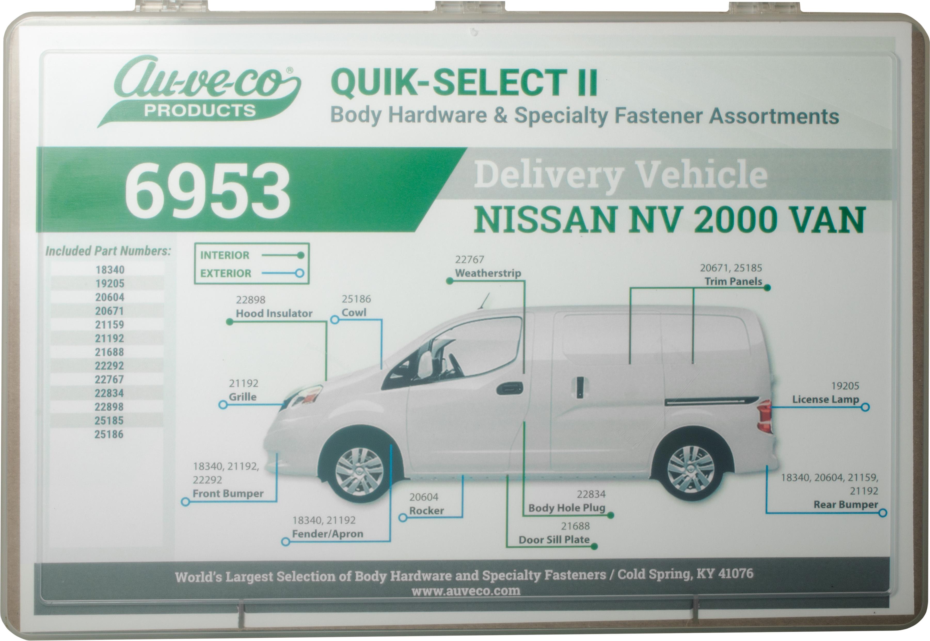 Auveco # 6953 Nissan NV Van Clips & Fasteners. Quik-Select II. Qty 1.