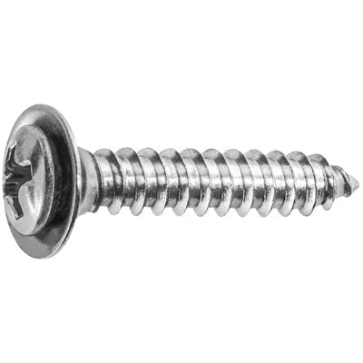 Auveco # 2775 8 X 7/8" Phillips Oval Hex SEMS Tapping Screw Flush Chrome. Qty 100.