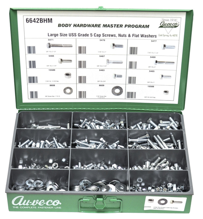 Auveco 6642BHM Large Size USS Grade 5 Cap Screws, Nuts, And Flat