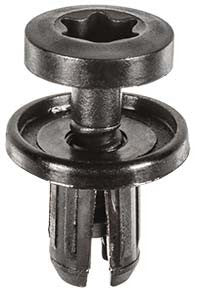 Auveco 21875 Push-Type Retainer; Head Dia : 12 5mm, Stem Length: 9mm, Fits Into 6mm Hole, Black Nylon Qty 25 