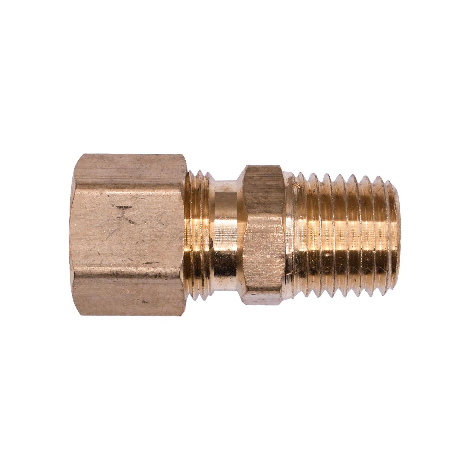 Auveco No. 126 Brass Male Connector 3/8" Tube Size 1/4" Thread, Quantity - 5