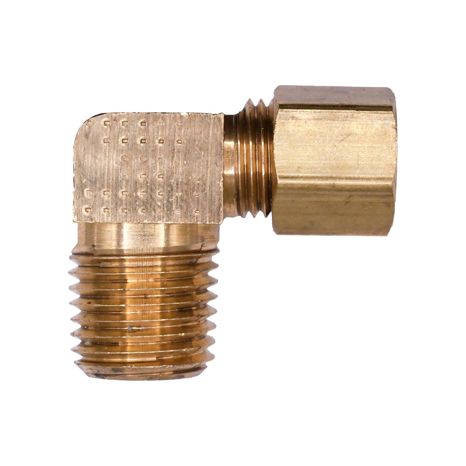 Auveco # 161 Brass 90 Degree Male Compression Adapter 1/4" Tube Size 1/4" Threads. Qty 5.