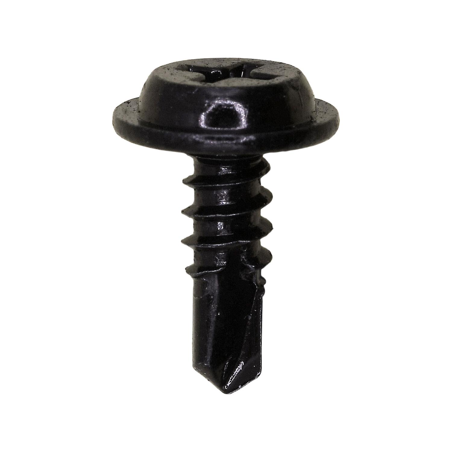 Auveco No. 16478 #8 X 1/2" Phillips  Flat Top Washer Head Tapping Screw Black, Quantity - 100