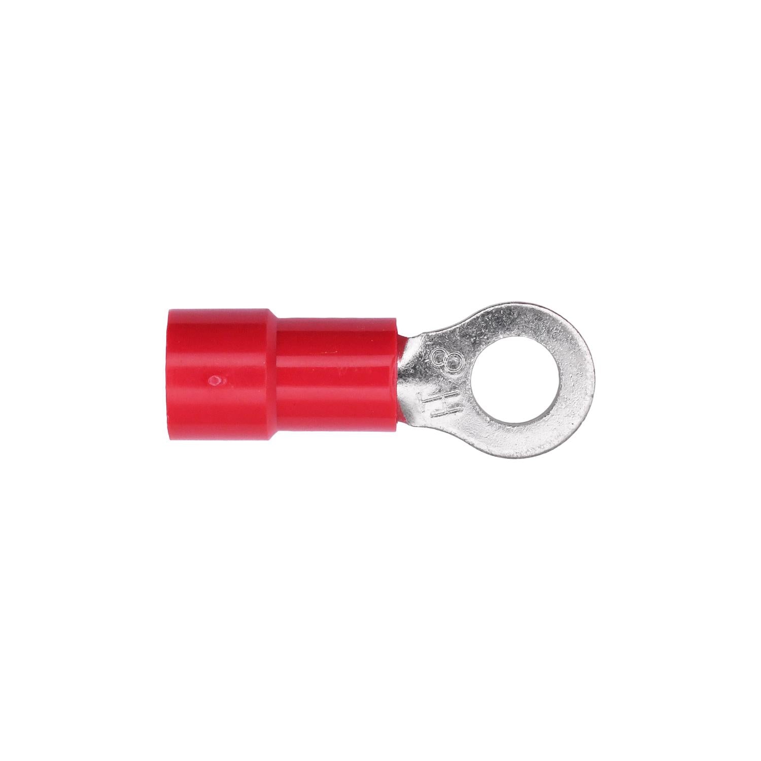 Auveco No. 17042 Vinyl Insulated Ring Terminal 8 Gauge 1/4" Stud Red, Quantity - 25