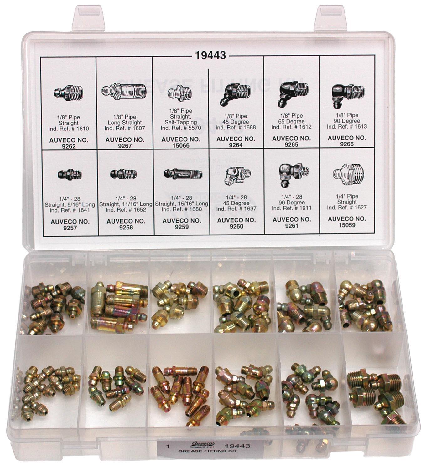 Auveco # 19443 U.S. Grease Fitting Kit. Assortment. Qty 1.