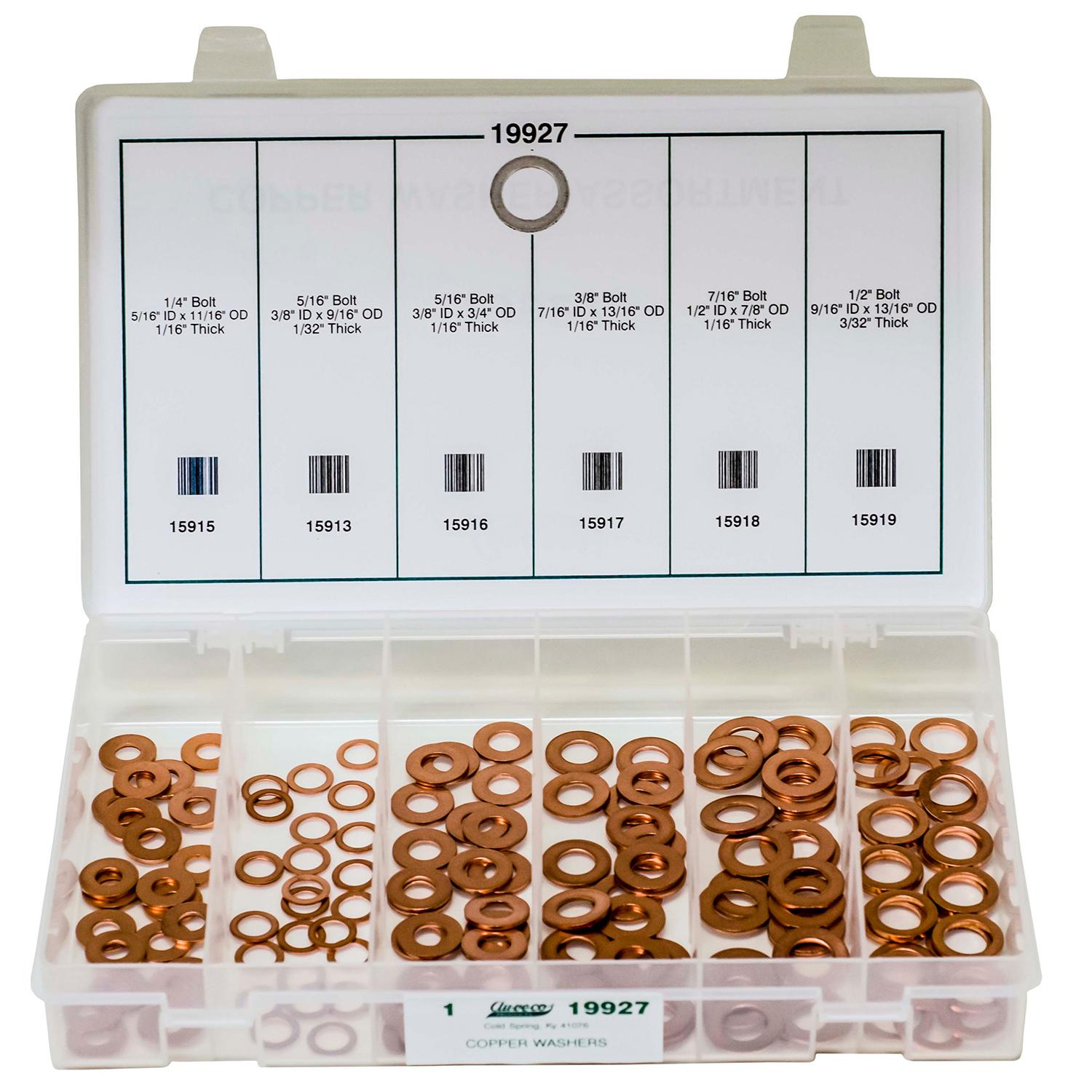 Auveco No. 19927 Copper Washer Assortment, Quantity - 1 KIT