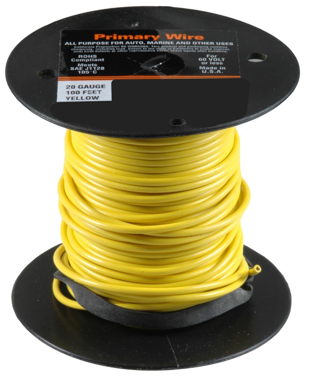 Auveco No. 21344 Primary Wire 20 Gauge Yellow, Quantity - 1