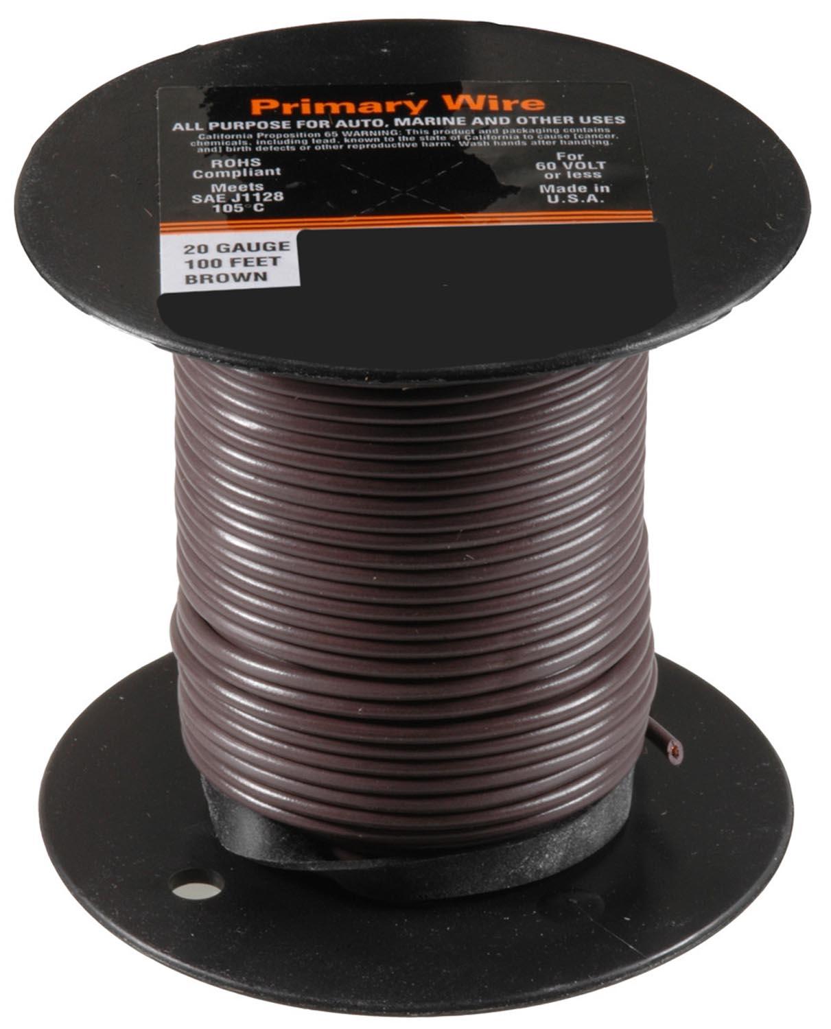 Auveco # 21345 20 Gauge Primary Wire, Brown. Qty 1.