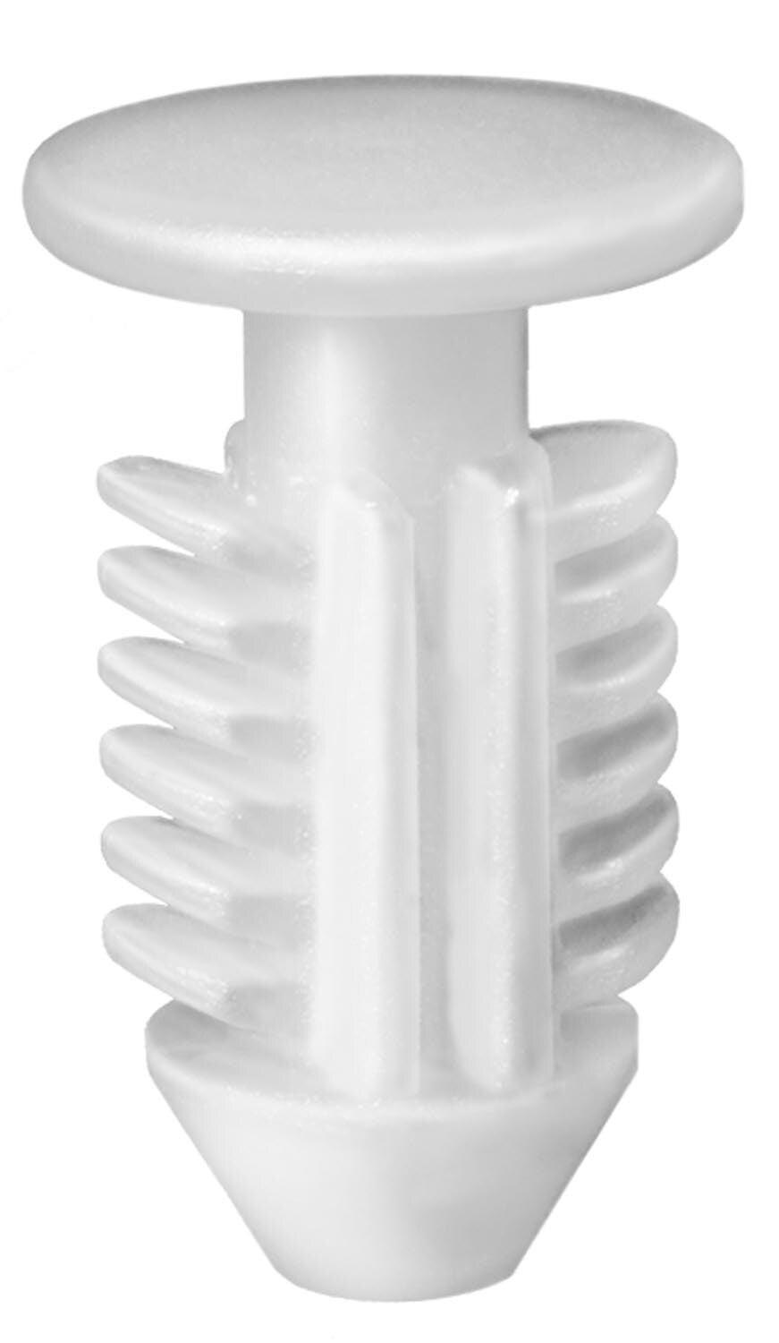 Auveco # 21808 Peugeot/Citroen White Nylon Retainer 10mm Hd., 8mm Stem Dia., 15mm Stem Length. Qty 25.