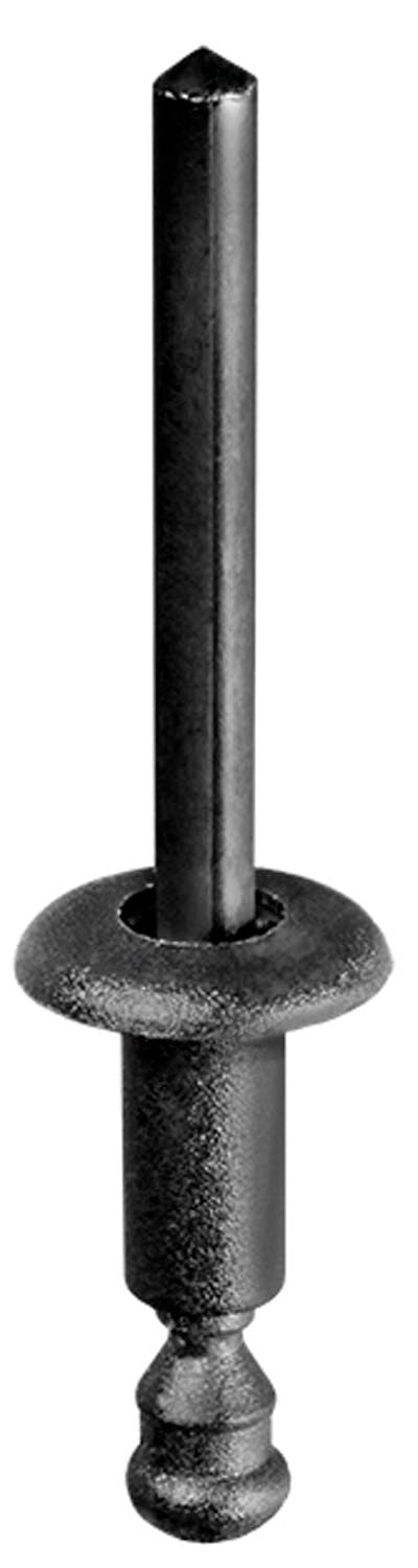 Auveco # 21813 Peugeot/Citroen Black Nylon Rivet, 4mm Dia., 9mm Flange. Qty 25.