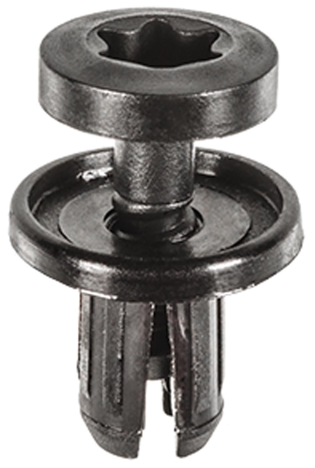 Auveco # 21875 Push-Type Retainer; Head Dia.: 12.5mm, Stem Length: 9mm, Fits Into 6mm Hole, Black Nylon. Qty 25.