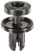 Auveco # 21875 Push-Type Retainer; Head Dia.: 12.5mm, Stem Length: 9mm, Fits Into 6mm Hole, Black Nylon. Qty 25.