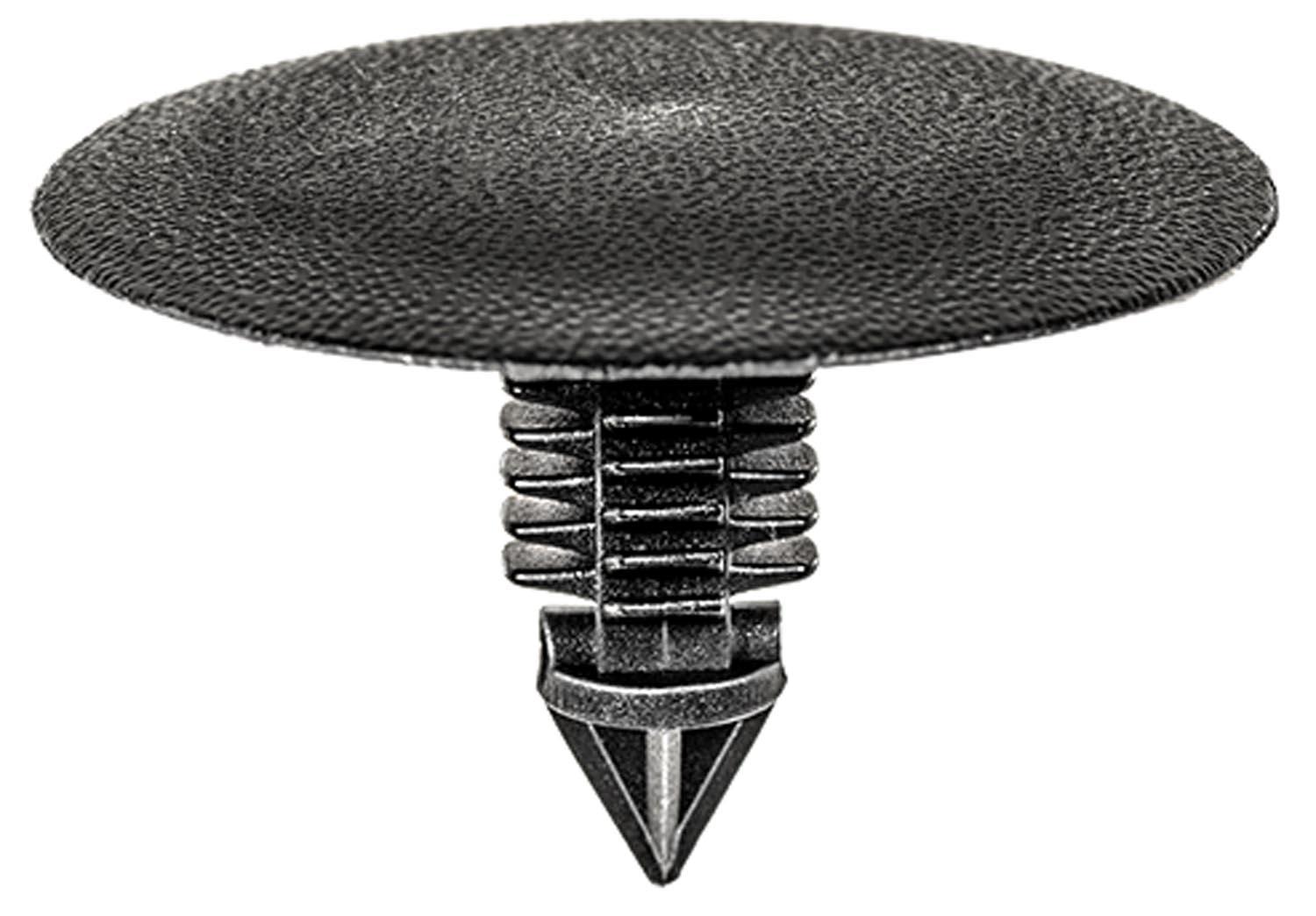 Auveco # 21906 Retainer; Head Dia.: 30mm, Stem Dia.: 8mm, Stem Length: 18mm, Black Nylon. Qty 10.