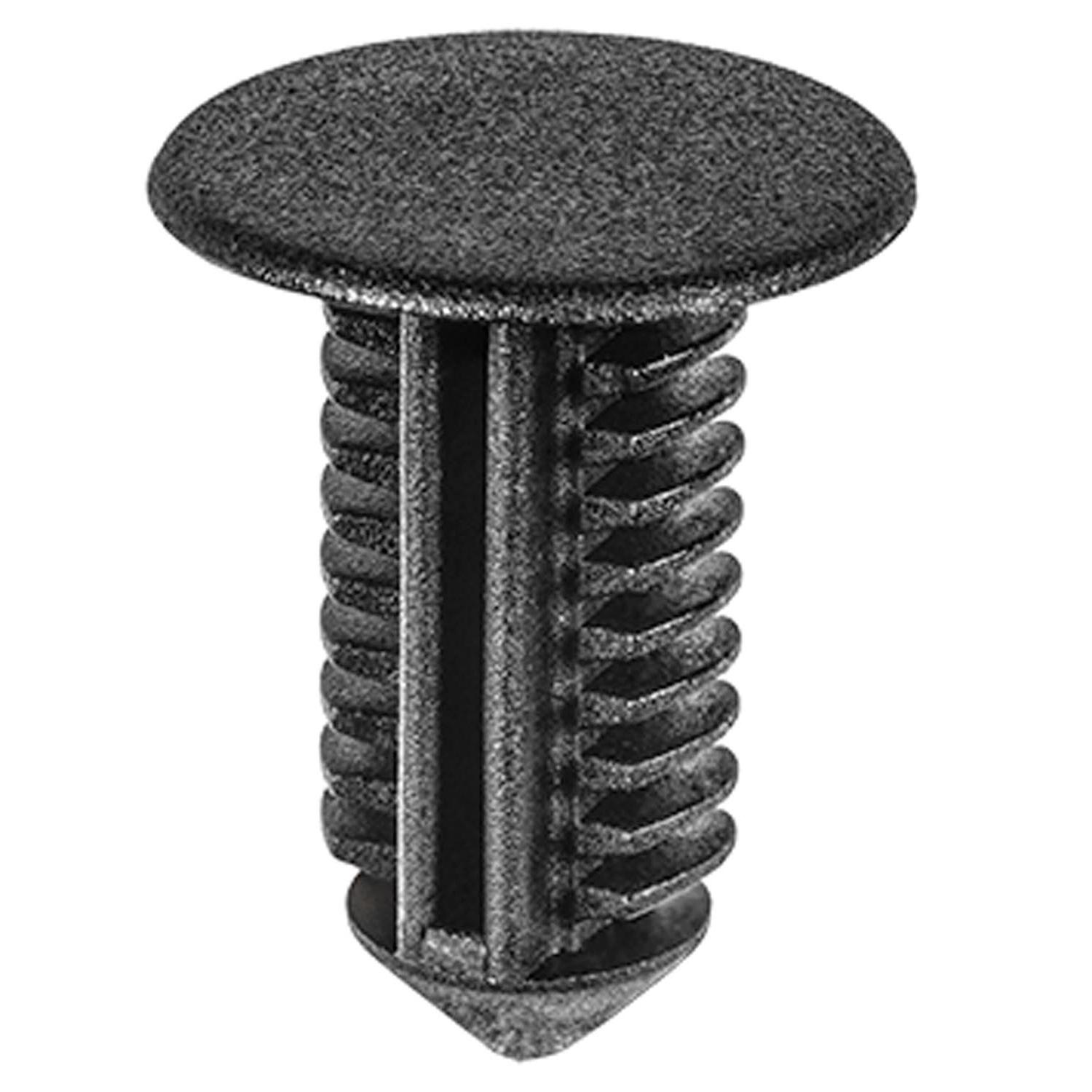 Auveco # 21912 Retainer; Head Dia.: 16mm, Stem Dia.: 9mm, Stem Length: 20mm, Black Nylon. Qty 15.