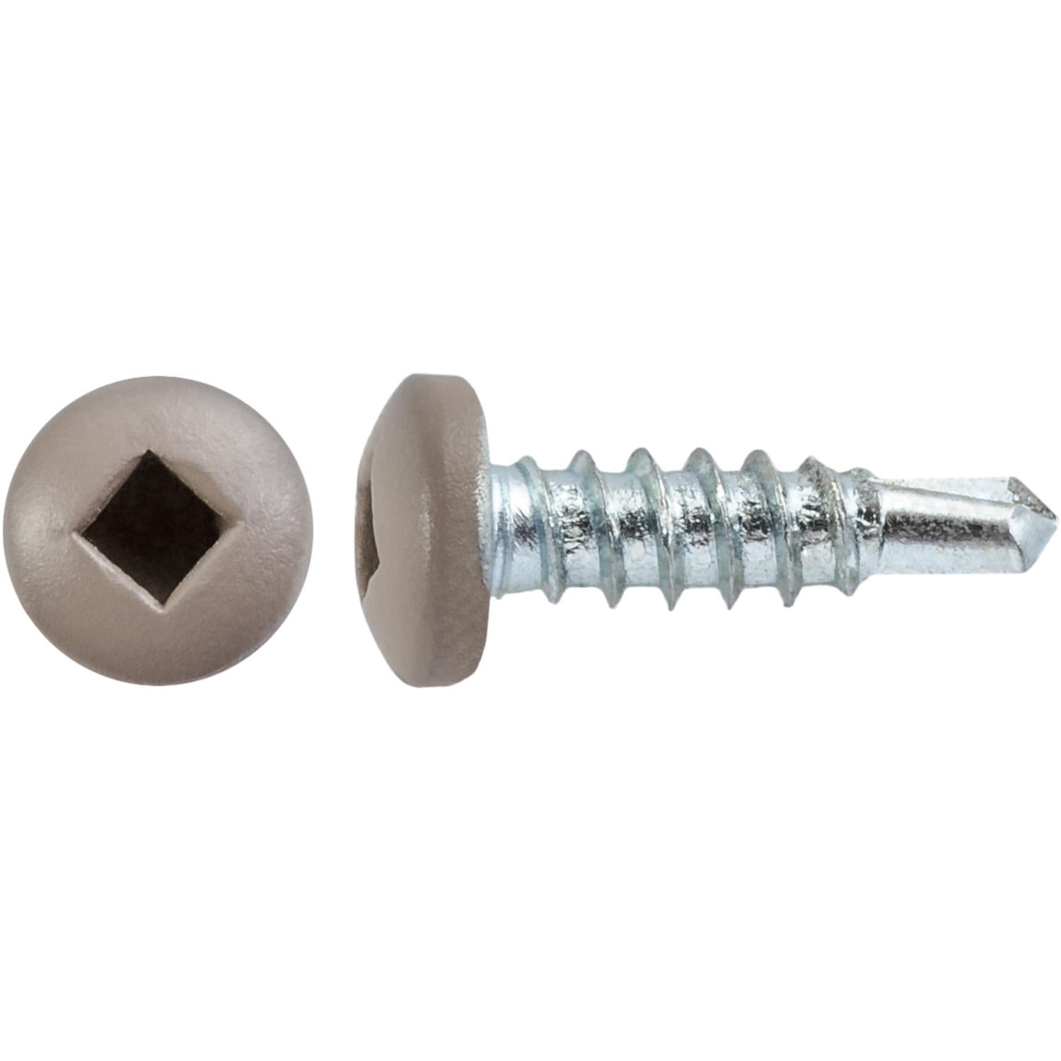Auveco Item 22661 #6 X 1/2" Square Pan Self-Drilling Tek Zinc Tan Painted Head. Quantity 100