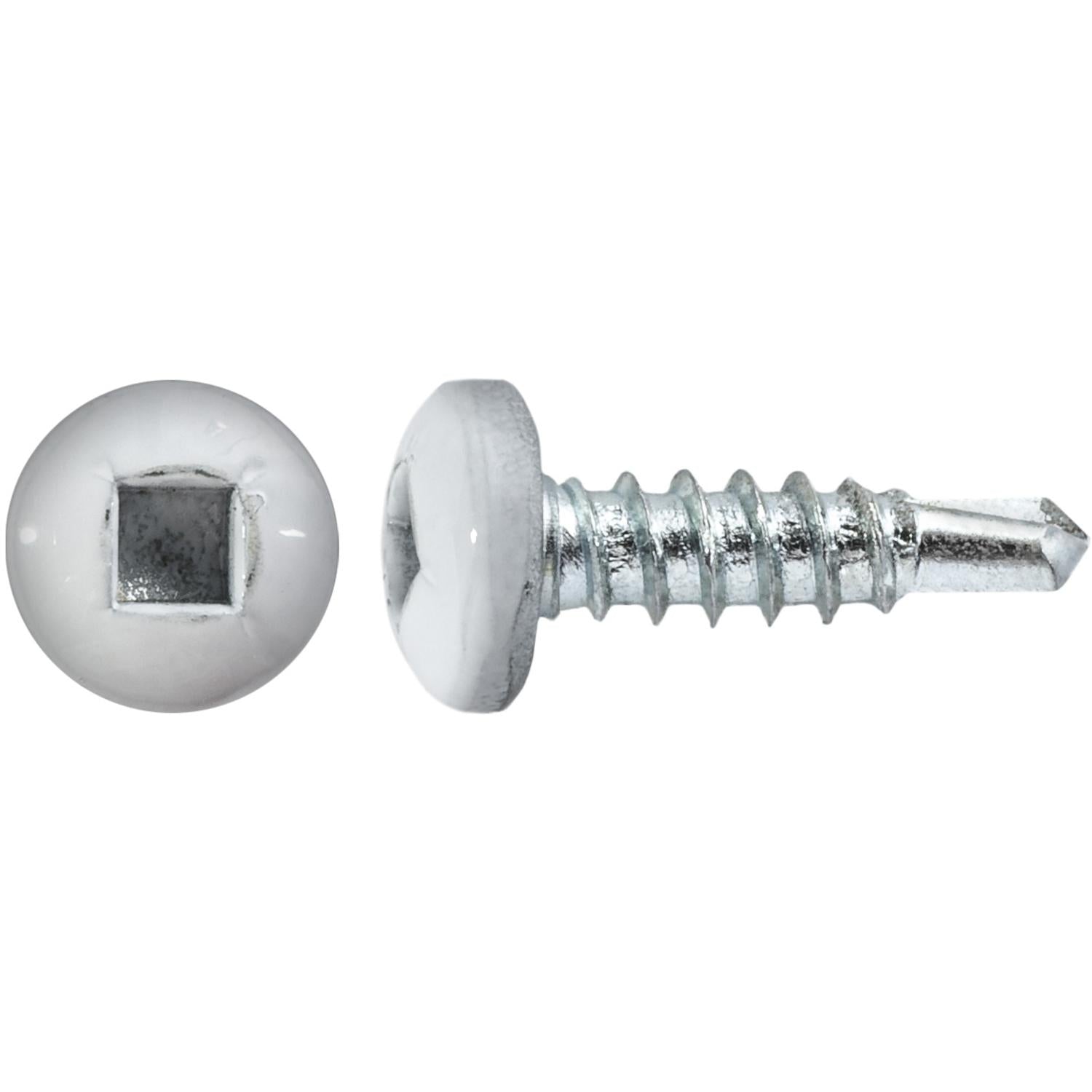 Auveco Item 22662 #6 X 1/2" Square Pan Self-Drilling Tek Zinc White Painted Head. Quantity 100