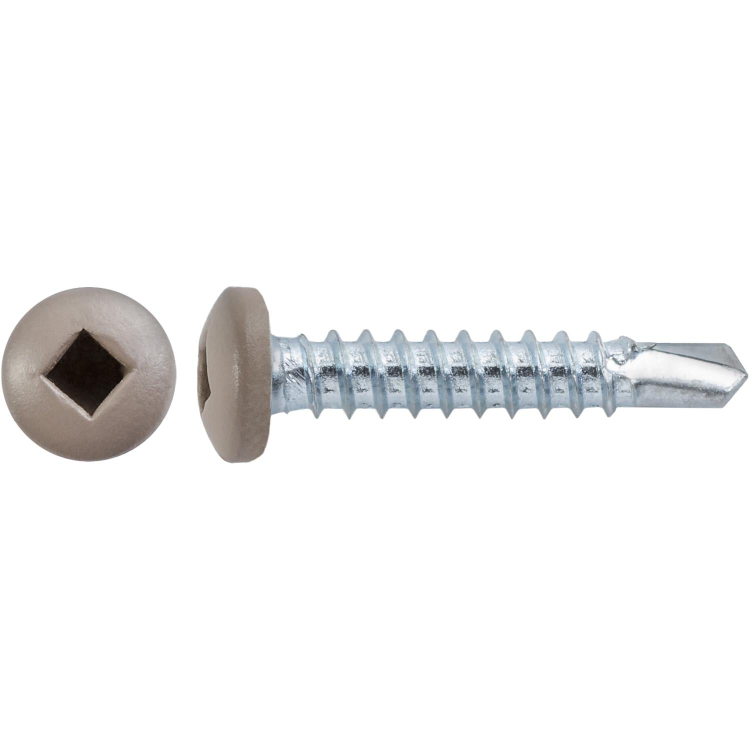 Auveco Item 22664 #6 X 3/4" Square Pan Self-Drilling Tek Zinc Tan Painted Head. Quantity 100