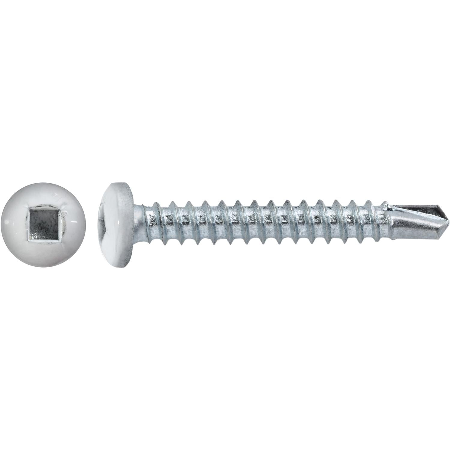 Auveco Item 22668 #6 X 1" Square Pan Self-Drilling Tek Zinc White Painted Head. Quantity 100