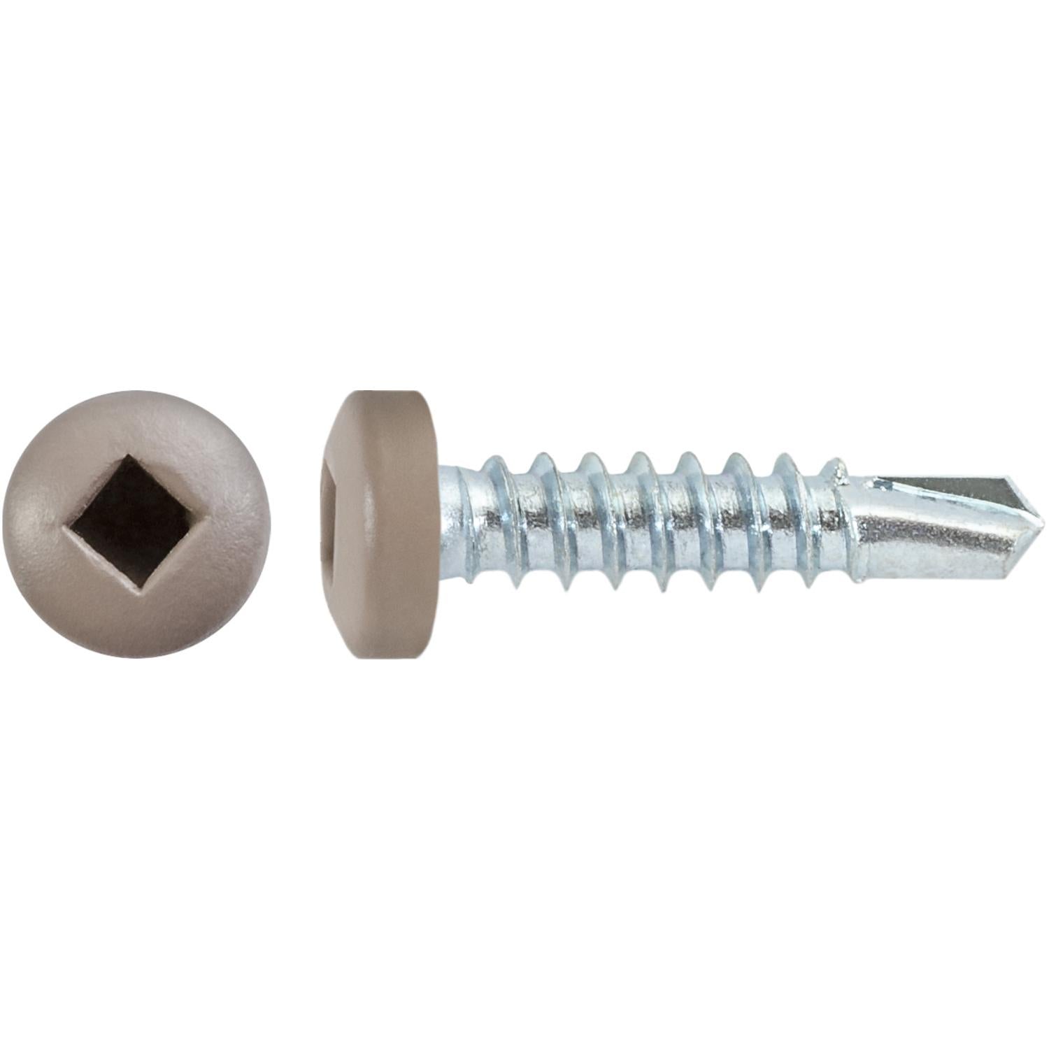 Auveco Item 22673 #8 X 3/4" Square Pan Self-Drilling Tek Zinc Tan Painted Head. Quantity 100