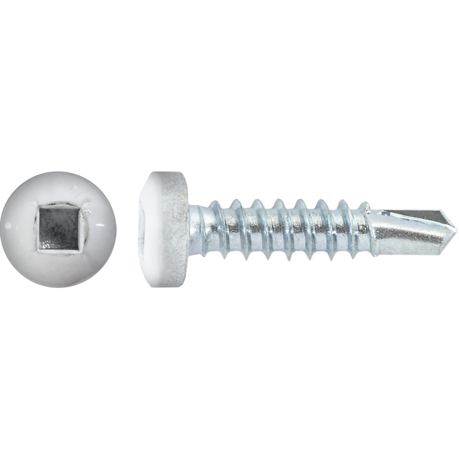 Auveco Item 22674 #8 X 3/4" Square Pan Self-Drilling Tek Zinc White Painted Head. Quantity 100