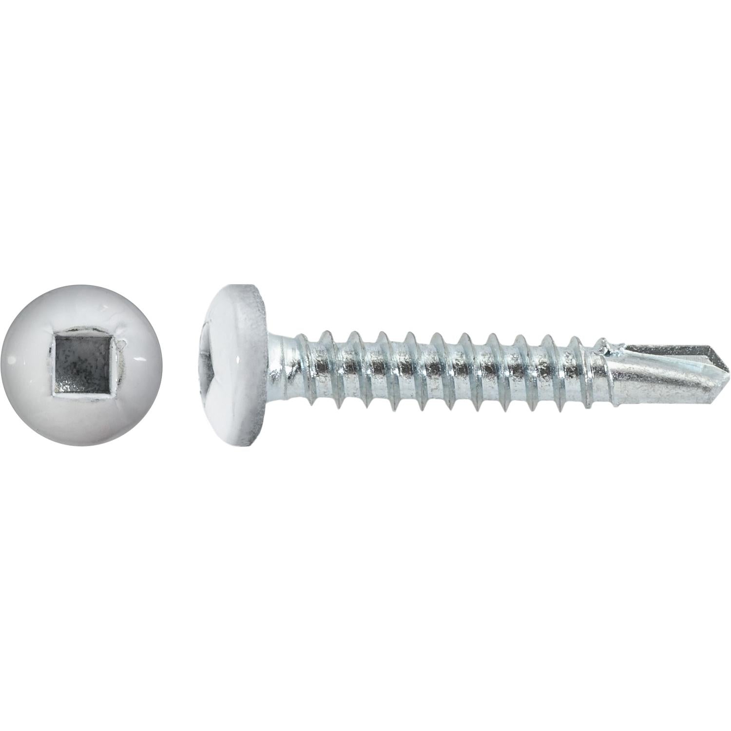 Auveco Item 22677 #8 X 1" Square Pan Self-Drilling Tek Zinc White Painted Head. Quantity 100
