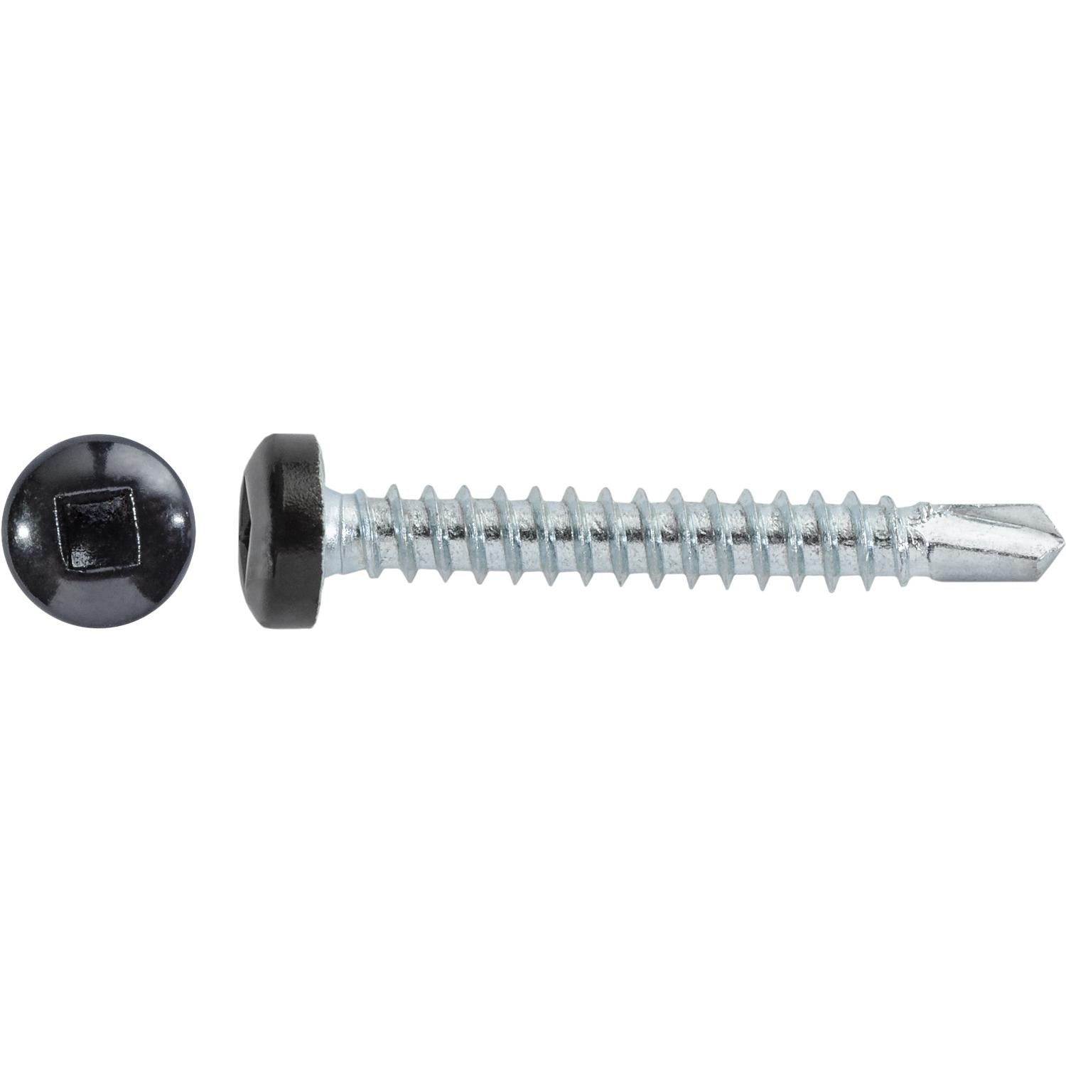 Auveco Item 22678 #8 X 1-1/4" Square Pan Self-Drilling Tek Zinc Black Painted Head. Quantity 100