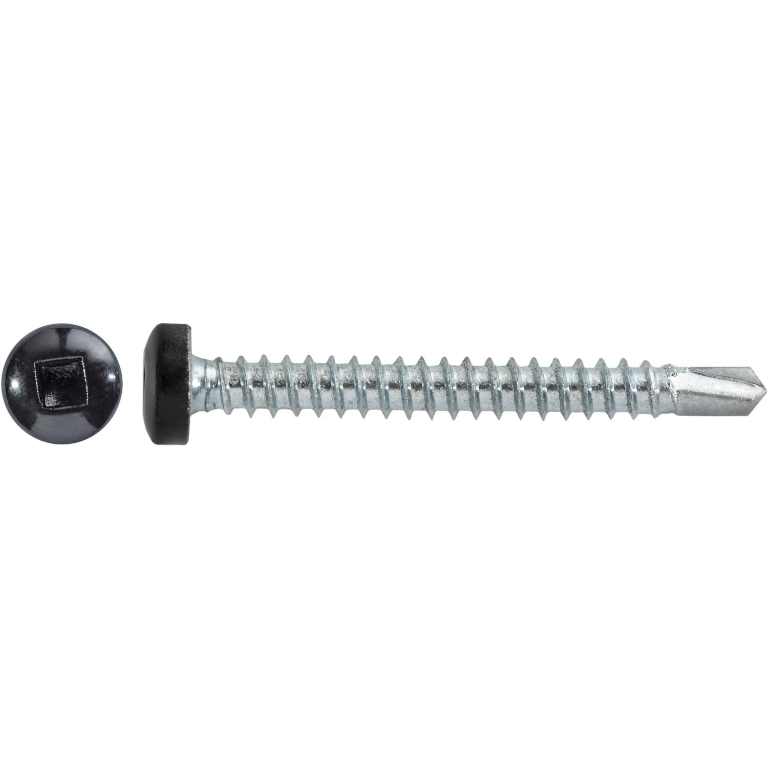 Auveco Item 22681 #8 X 1-1/2" Square Pan Self-Drilling Tek Zinc Black Painted Head. Quantity 100