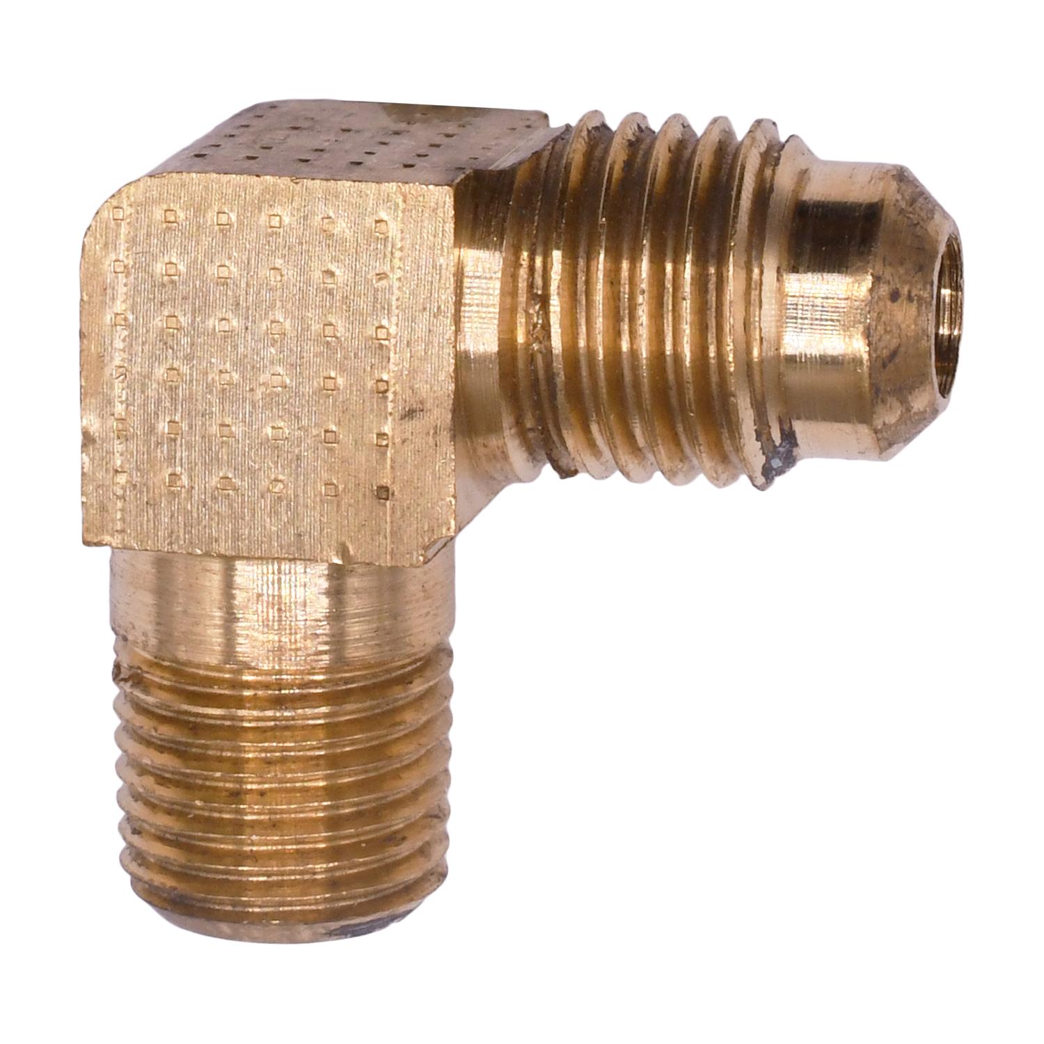 Auveco # 230 Brass SAE 45 Degree Flare Male Adapter Elbow 1/4" Tube Size 1/8" NPT Threads. Qty 5.
