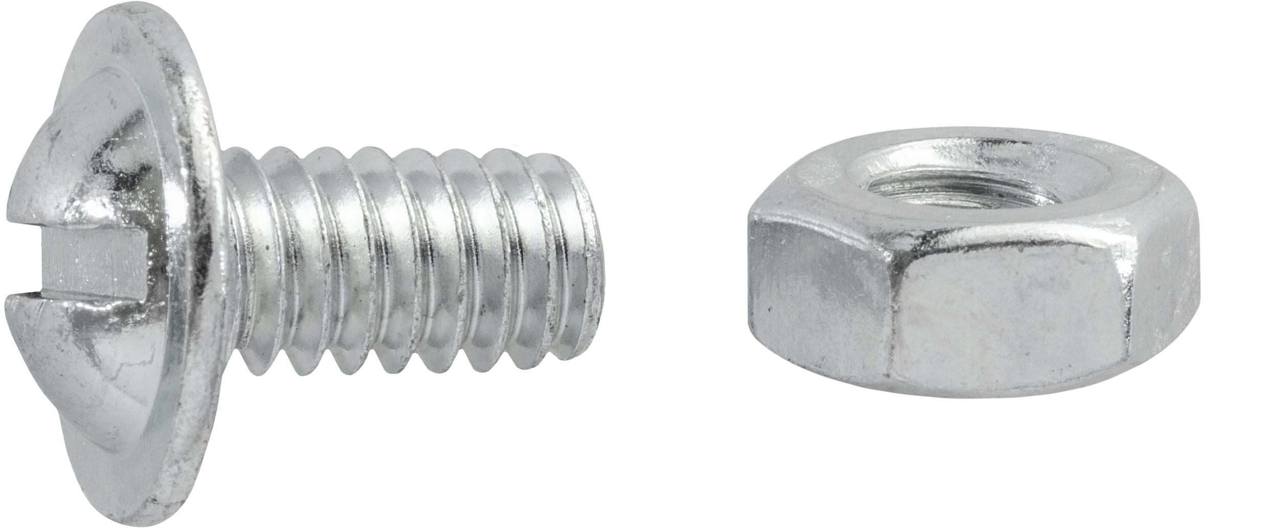 Auveco Item 23502 Slotted Round Washer Head License Plate Screw W/Hex Nut 1/4-20 X 1/2. Quantity 100