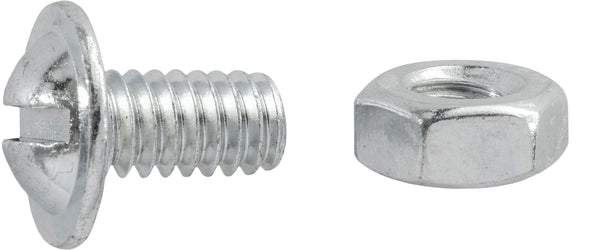 Auveco Item 23502 Slotted Round Washer Head License Plate Screw W/Hex Nut 1/4-20 X 1/2. Quantity 100