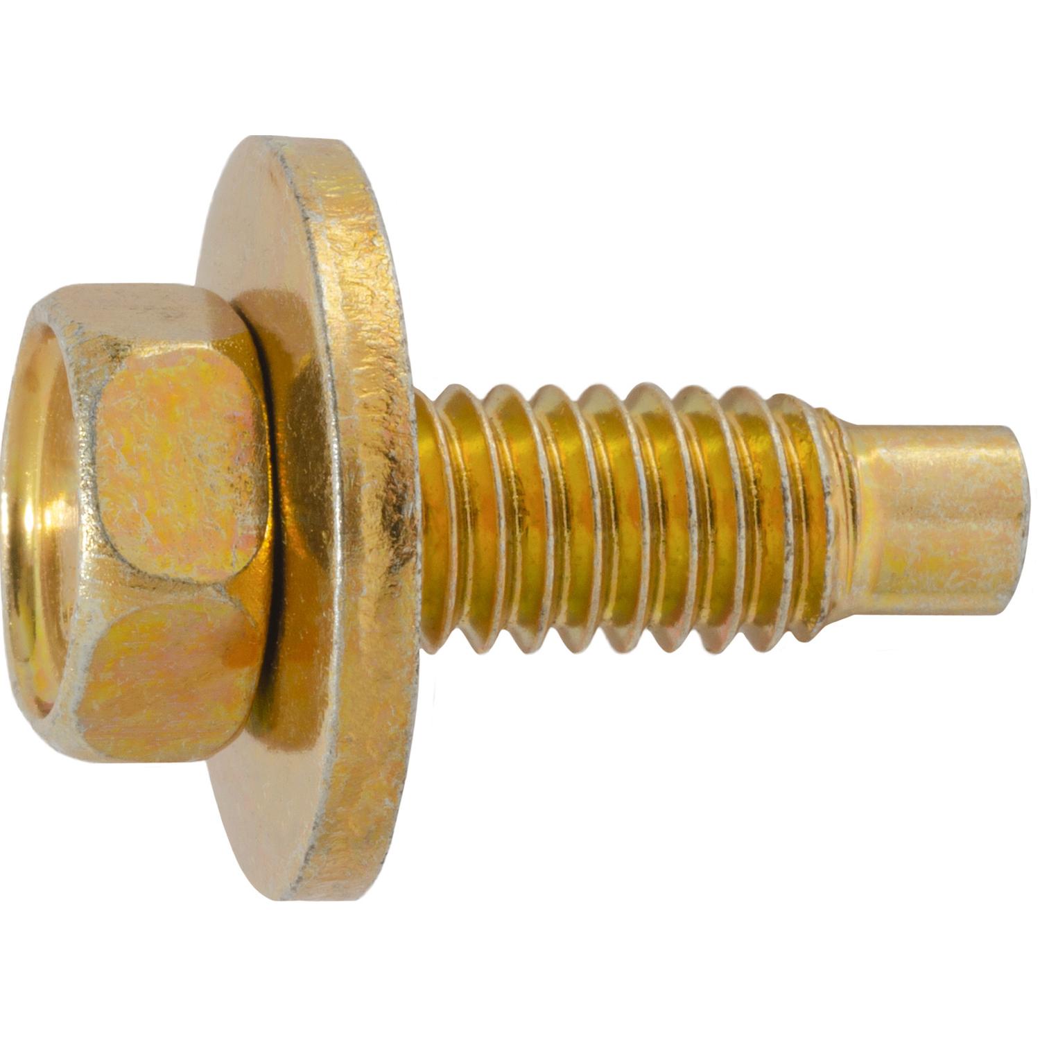 Auveco Item 23666 Hex Hd Sems Body Bolt W/Dog Point 5/16-18 X 15/16 - Zinc & Yellow. Quantity 50