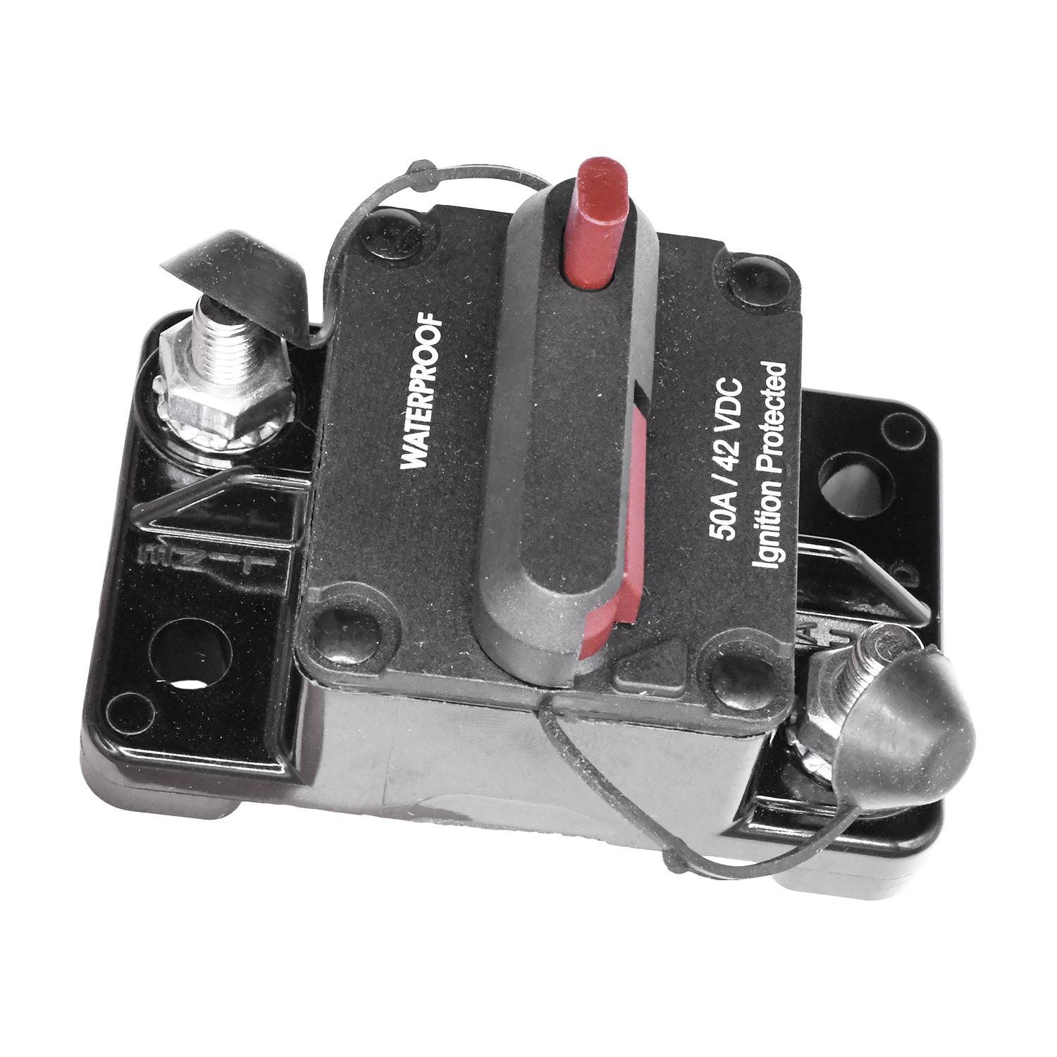 Auveco # 25530 RV-Marine Waterproof Circuit Breaker 50A 42VDC. Qty 1.