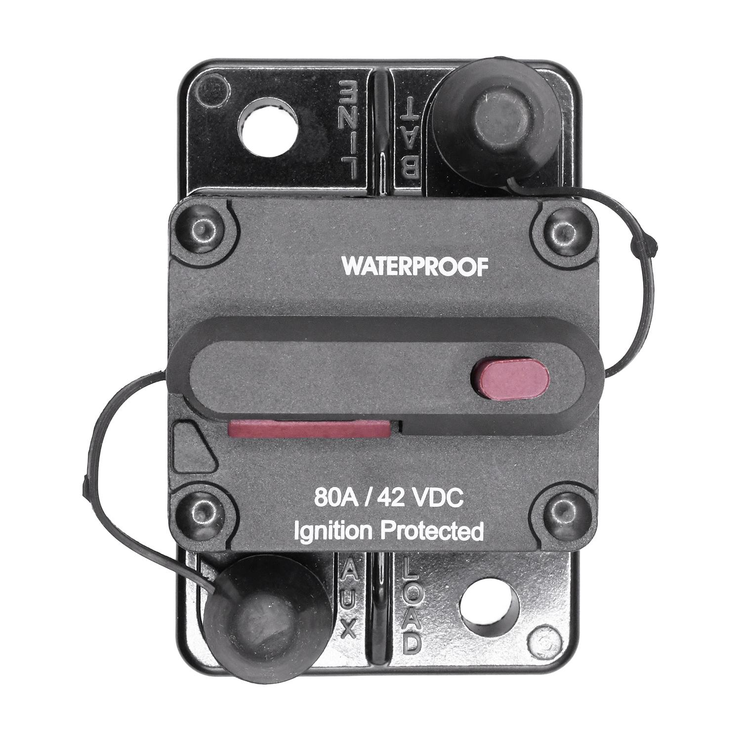 Auveco # 25531 RV-Marine Waterproof Circuit Breaker 80A 42VDC. Qty 1.
