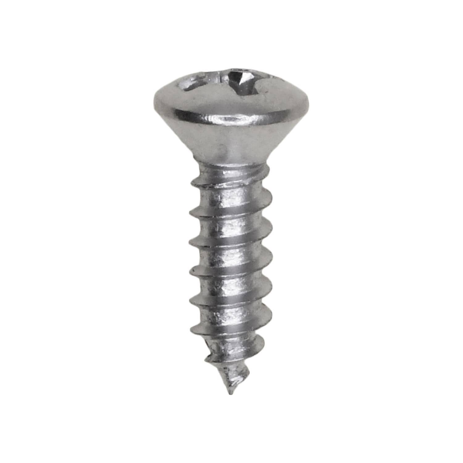 Auveco No. 2698 6 X 1/2" Phillips Oval Head Tapping Screw Chrome, Quantity - 100