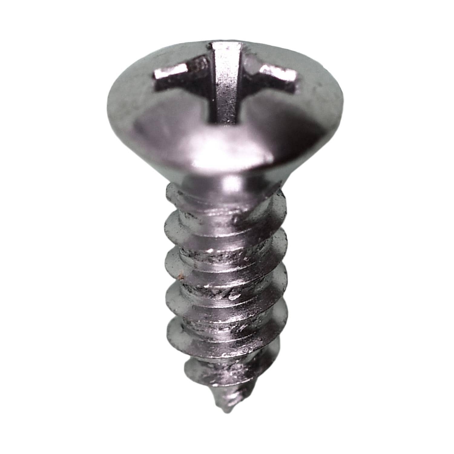 Auveco No. 2707 8 X 1/2" Phillips Oval Head Tapping Screw Chrome, Quantity - 100