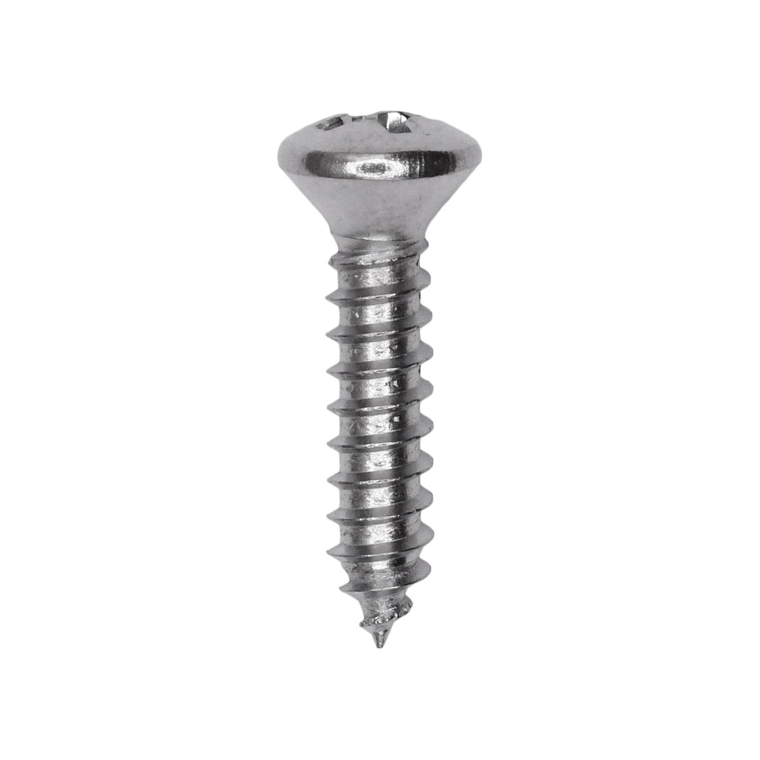 Auveco # 2710 8 X 3/4" Phillips Oval Head Tapping Screw Chrome. Qty 100.