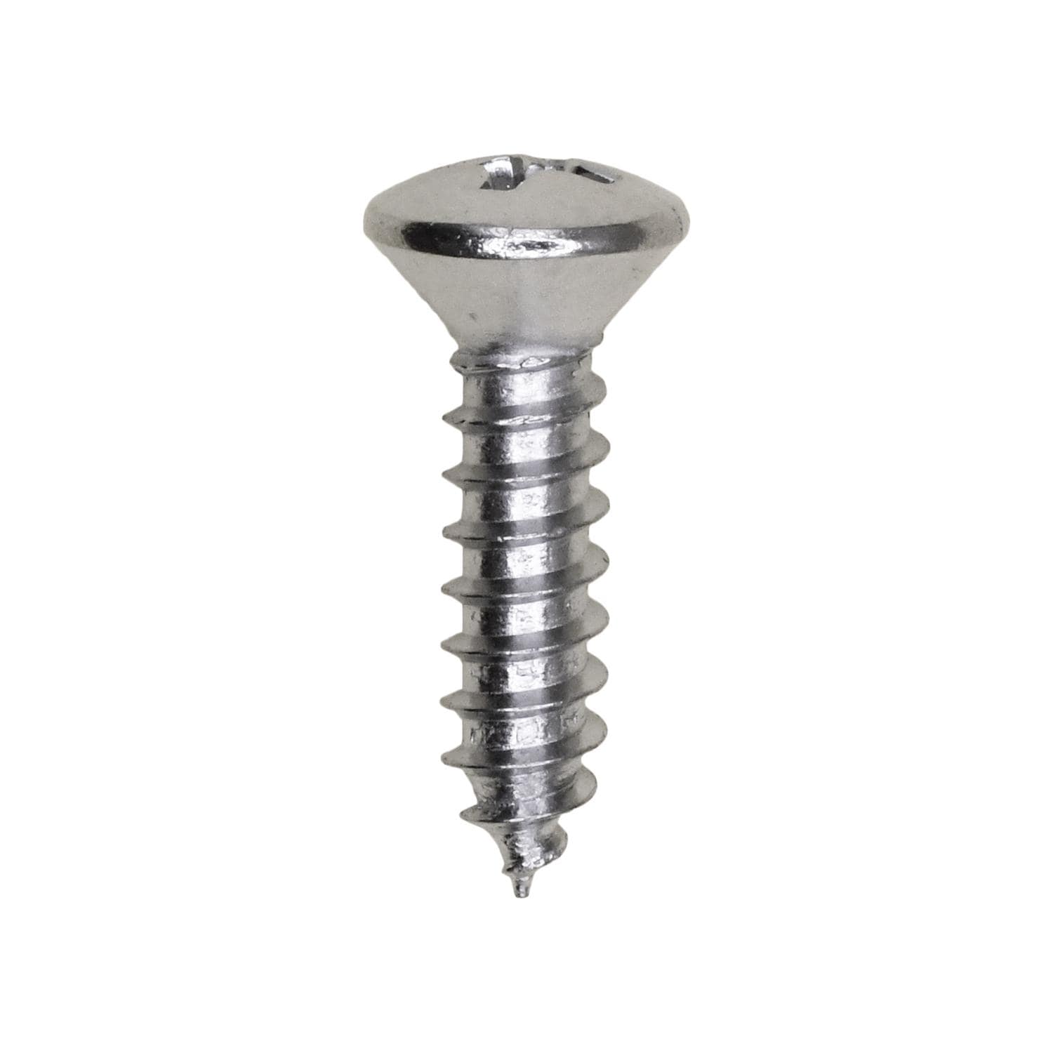 Auveco No. 2728 #10 X 3/4" Phillips Oval Head Tapping Screw Chrome, Quantity - 100