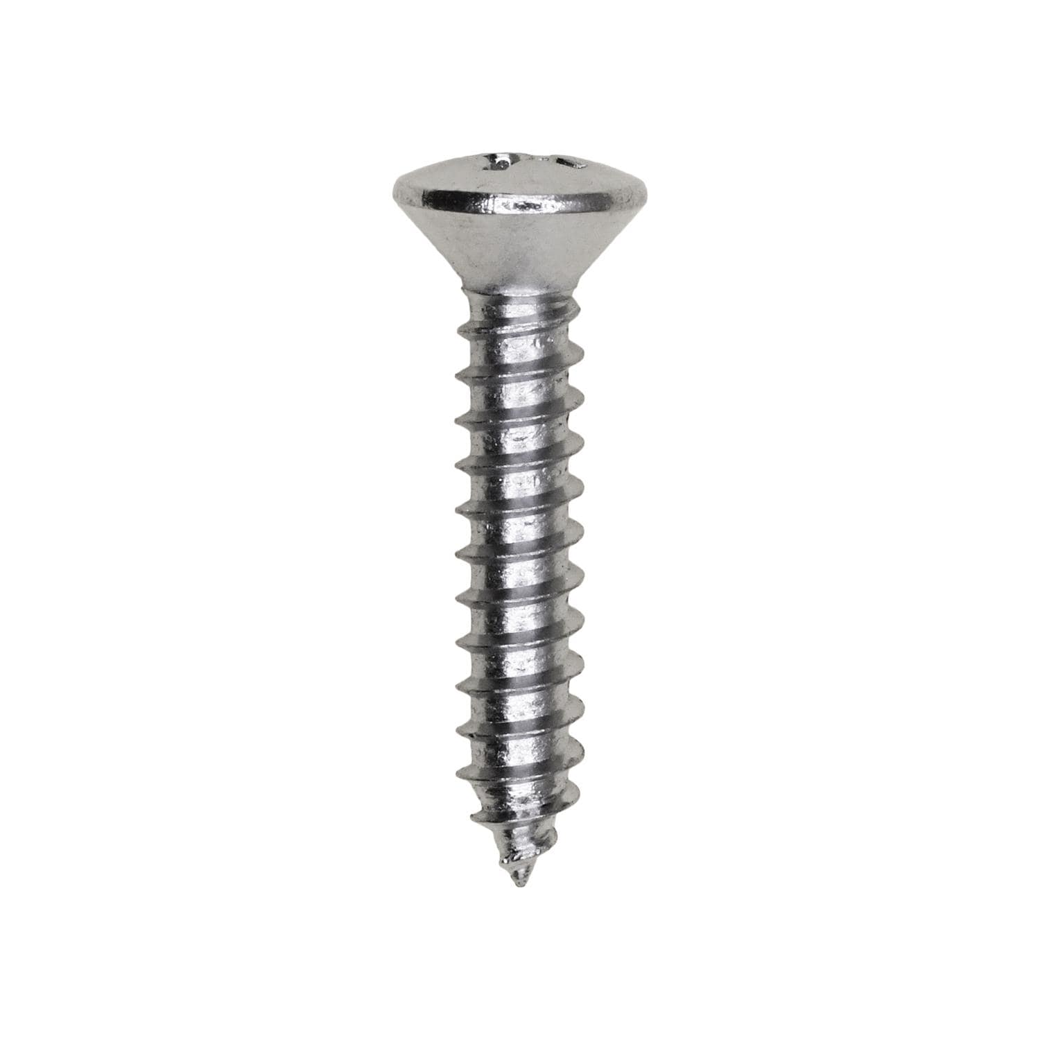 Auveco No. 2731 #10 X 1" Phillips Oval Head Tapping Screw Chrome, Quantity - 100